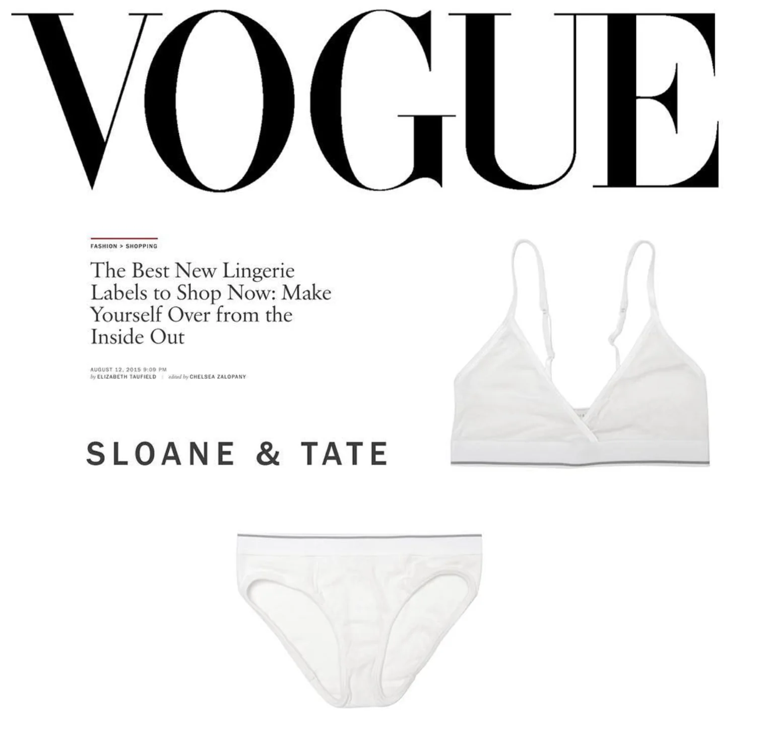 Vogue feature naming Sloane & Tate among new lingerie labels
