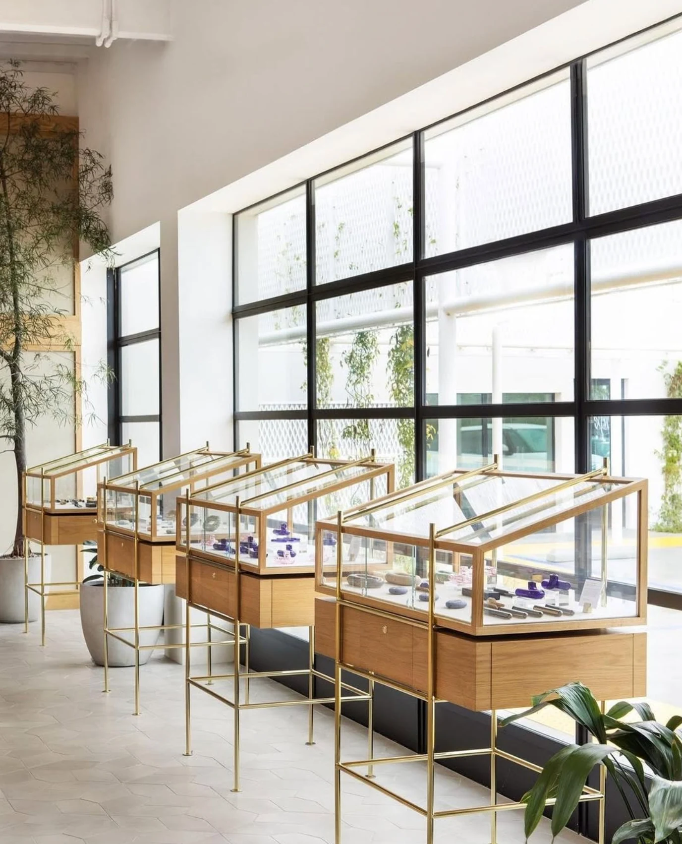 Serra retail interior with custom glass display cases